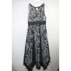 Billa Vtg. Black Ivory Gauzy Maxi Dress-Medium-Empire Waist-Tassels-Whimsigoth